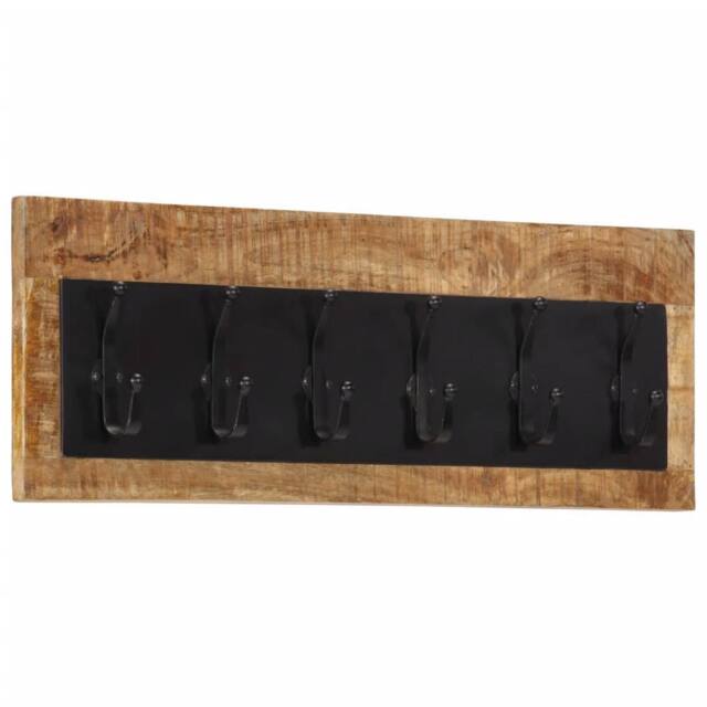 Berkfield Home Wall-mounted Coat Rack with 6 Hooks Solid Wood Mango - image 1