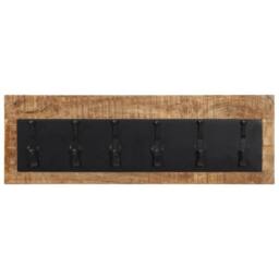 Berkfield Home Wall-mounted Coat Rack with 6 Hooks Solid Wood Mango - thumbnail 2