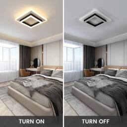 Goeco LED Ceiling Light, 30W, Modern Square Ceiling Light, for Bedroom, 30cm in Black - thumbnail 8
