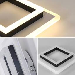 Goeco LED Ceiling Light, 30W, Modern Square Ceiling Light, for Bedroom, 30cm in Black - thumbnail 7