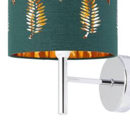 First Choice Lighting Set of 2 Brea - Chrome Wall Lights with Dark Green Fern Shades in Silver - thumbnail 3