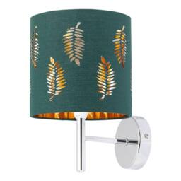 First Choice Lighting Set of 2 Brea - Chrome Wall Lights with Dark Green Fern Shades in Silver - thumbnail 2