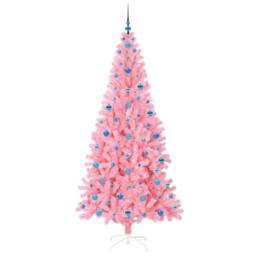 Berkfield Home Lush Christmas Tree with 300 LEDs with Stand Pink 210 cm PVC - thumbnail 4