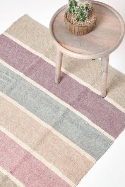 Homescapes Cotton Chenille Striped Rug in Grey - Size: 45 cm x 70 cm - image 1