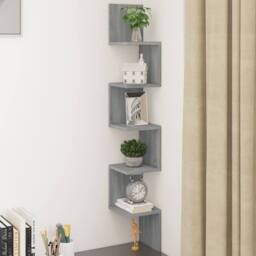 Berkfield Home Wall Corner Shelf Grey Sonoma 20x20x127.5 cm Engineered Wood - thumbnail 2