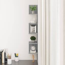 Berkfield Home Wall Corner Shelf Grey Sonoma 20x20x127.5 cm Engineered Wood - thumbnail 6