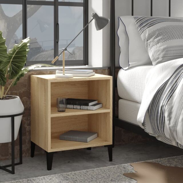 Berkfield Home Bed Cabinet with Metal Legs Sonoma Oak 40x30x50 cm in Brown - Size: 40 x 30 x 50 cm - image 1