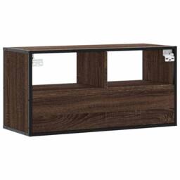 Berkfield Home TV Cabinet Brown Oak 80x31x39.5 cm Engineered Wood & Metal - thumbnail 6