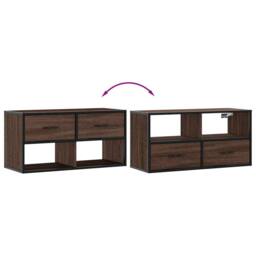Berkfield Home TV Cabinet Brown Oak 80x31x39.5 cm Engineered Wood & Metal - thumbnail 7