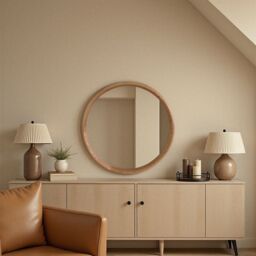 Yearn Mirrors Beaufort Round Solid Oak Wall Mirror in Natural - thumbnail 4
