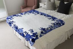 Benjamin Tate Design Winter Floral Frame Blanket in Natural - Size: 120 cm x 150 cm - thumbnail 3