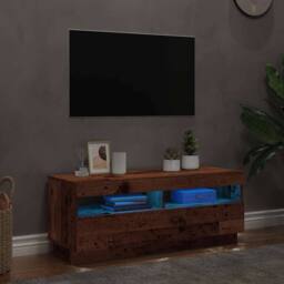 Berkfield Home TV Cabinet with LED Lights Old Wood 100x35x40 cm Engineered Wood - Size: 100 x 35 x 40 cm - thumbnail 3