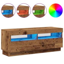 Berkfield Home TV Cabinet with LED Lights Old Wood 100x35x40 cm Engineered Wood - Size: 100 x 35 x 40 cm - thumbnail 4