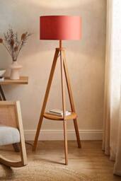 ValueLights Morrigan Rich Wood Tripod Floor Lamp with Drum Lamp Shade & Bulb in Burnt Orange - thumbnail 2