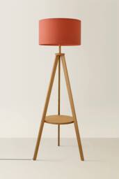 ValueLights Morrigan Rich Wood Tripod Floor Lamp with Drum Lamp Shade & Bulb in Burnt Orange - thumbnail 3