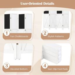 Costway 4-Panel Folding Room Divider w/ 2 Blackboards & 2 Whiteboards in White - thumbnail 7