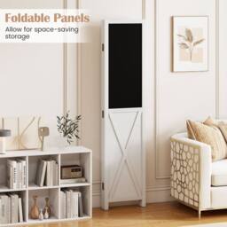 Costway 4-Panel Folding Room Divider w/ 2 Blackboards & 2 Whiteboards in White - thumbnail 5