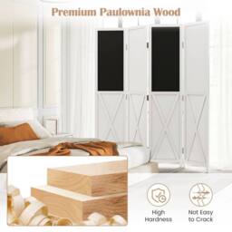 Costway 4-Panel Folding Room Divider w/ 2 Blackboards & 2 Whiteboards in White - thumbnail 8