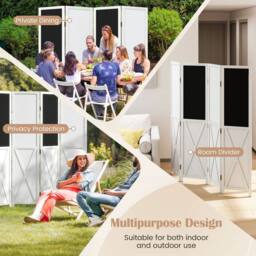 Costway 4-Panel Folding Room Divider w/ 2 Blackboards & 2 Whiteboards in White - thumbnail 6