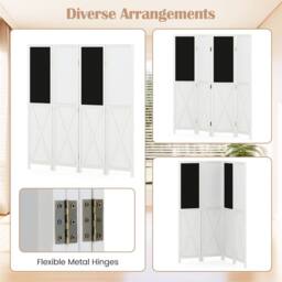 Costway 4-Panel Folding Room Divider w/ 2 Blackboards & 2 Whiteboards in White - thumbnail 4