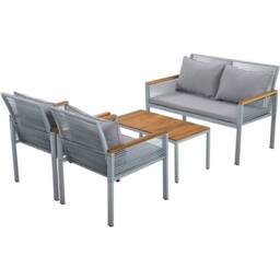 BTM Garden Lounge Set Furniture Sofa Patio Table Chairs Rattan Set in Grey - thumbnail 8
