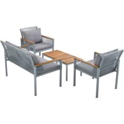 BTM Garden Lounge Set Furniture Sofa Patio Table Chairs Rattan Set in Grey - thumbnail 9