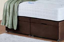 UK Bed Furniture Wilton End Lift Divan Ottoman Bed with 54 Inch Tall Headboard in Brown - Size: Double - thumbnail 4