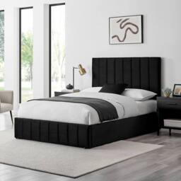 Modish Furnishing Leo Black Velvet Ottoman Storage Bed - Size: Double - thumbnail 1