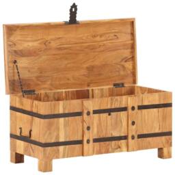 Berkfield Home Beautiful Chest 90x40x40 cm Solid Acacia Wood in Brown - Size: 90 x 40 x 40 cm - thumbnail 3