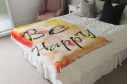 Benjamin Tate Design Be Happy Blanket in Natural - Size: 120 cm x 150 cm - thumbnail 3
