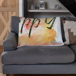 Benjamin Tate Design Be Happy Blanket in Natural - Size: 120 cm x 150 cm - thumbnail 2