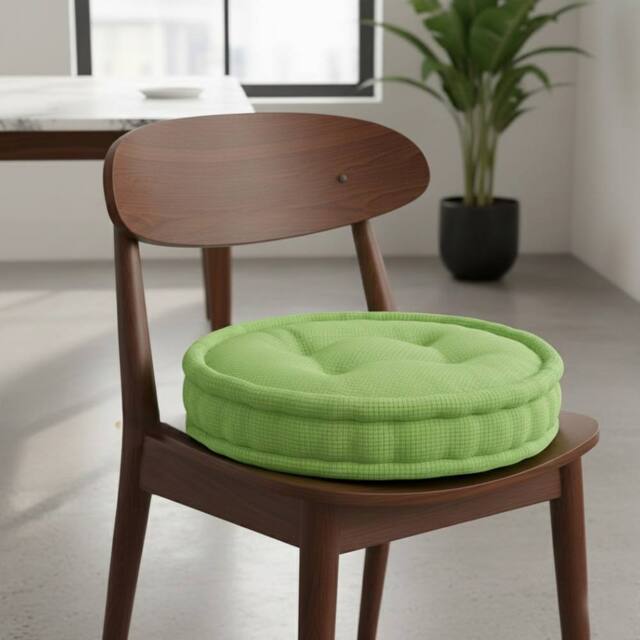 Snug City Teddy Fabric Round Booster Cushion Soft Seat Riser Pad Dining Chair in Green - Size: 45 cm x 45 cm - image 1