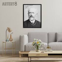 "Artery8 Tchaikovsky Autographed Portrait Framed Canvas Wall Art Print in Grey - Size: W12"" x H16""" - thumbnail 3