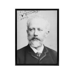 "Artery8 Tchaikovsky Autographed Portrait Framed Canvas Wall Art Print in Grey - Size: W12"" x H16""" - thumbnail 1