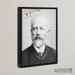 "Artery8 Tchaikovsky Autographed Portrait Framed Canvas Wall Art Print in Grey - Size: W12"" x H16""" - thumbnail 2