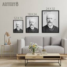 "Artery8 Tchaikovsky Autographed Portrait Framed Canvas Wall Art Print in Grey - Size: W12"" x H16""" - thumbnail 4