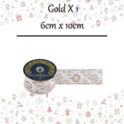 VFM e-Store Christmas Ribbon Garland 6cm x 10cm Gold X 1 - Size: 6 cm x 10 cm - thumbnail 2