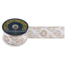 VFM e-Store Christmas Ribbon Garland 6cm x 10cm Gold X 1 - Size: 6 cm x 10 cm