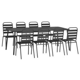 Berkfield Home 9 Piece Garden Dining Set Anthracite Steel in Black - thumbnail 3
