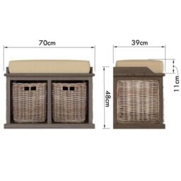 FWStyle 2 Drawer Padded Storage Bench Kubu Rattan Ready Assembled Handmade in Brown - thumbnail 5