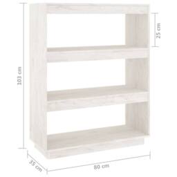 Berkfield Home Book Cabinet/Room Divider White 80x35x103 cm Solid Pinewood - Size: 80 x 35 x 103 cm - thumbnail 8