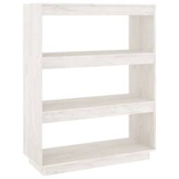 Berkfield Home Book Cabinet/Room Divider White 80x35x103 cm Solid Pinewood - Size: 80 x 35 x 103 cm - thumbnail 1