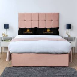 UK Bed Furniture Florence Divan Bed with 2 Drawers Foot End & 26 Inch headboard in Pink - Size: King - thumbnail 2