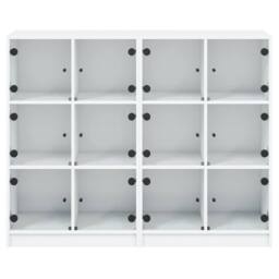 Berkfield Home Modern Bookcase with Doors White 136x37x109 cm Engineered Wood - Size: 136 x 37 x 109 cm - thumbnail 7