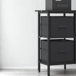 Pirlo Plush Industrial Rustic L-Shaped Corner Computer Desk With Drawers Black - thumbnail 5