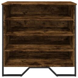 Berkfield Home Shoe Cabinet Smoked Oak 80x38x78 cm Engineered Wood - Size: 80 x 38 x 78 cm - thumbnail 4