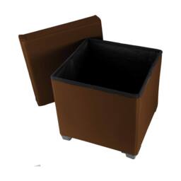 simpa Folding Storage Ottoman Foot Rest Stool in Brown - thumbnail 4