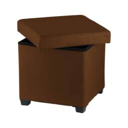 simpa Folding Storage Ottoman Foot Rest Stool in Brown - thumbnail 2