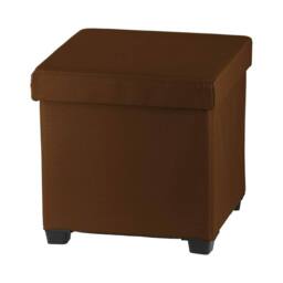 simpa Folding Storage Ottoman Foot Rest Stool in Brown - thumbnail 1
