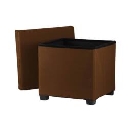 simpa Folding Storage Ottoman Foot Rest Stool in Brown - thumbnail 3
